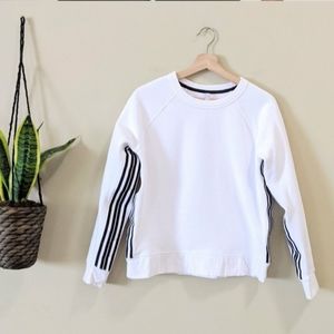 Athleta Cotton Blend Striped Crewneck Slim Sweatshirt